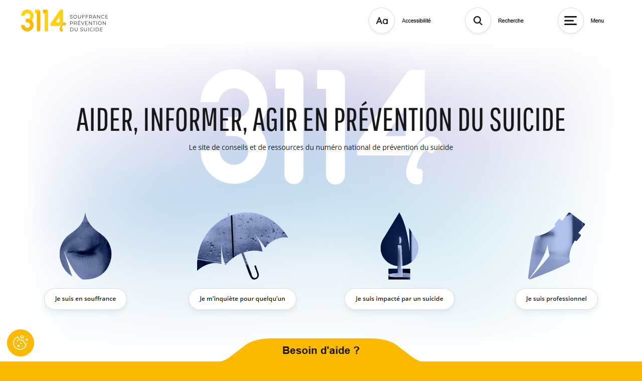 Le site du 3114, numéro national de prévention du suicide
